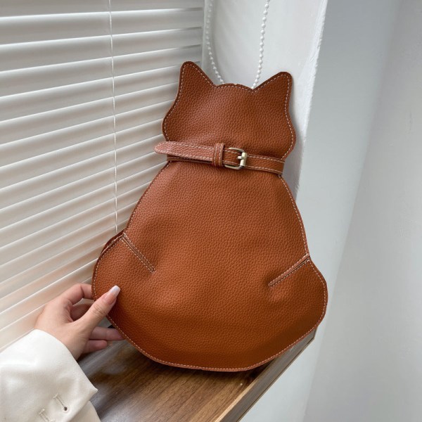 Kvinder Dame Håndtaske Cute Cat Crossbody Taske Online Influencer Fashion Unik One-Shoulder brown1