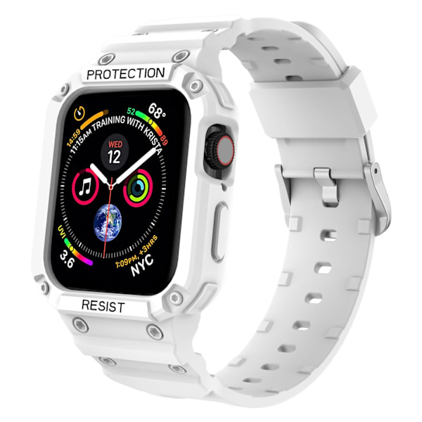 Klockarmband för Apple Watch iWatch 38/40/41mm universal vit + silverspänne