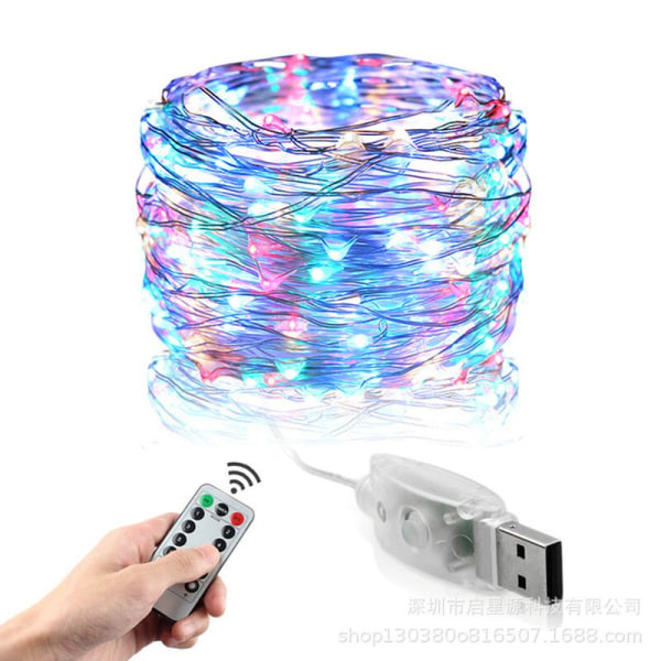 8 mallia USB String Lights Fairy Festoon Kaukosäädin Uudenvuoden joulukoristeet kotiin Huoneen jouluvalot ulkokäyttöön green 10M 100LED