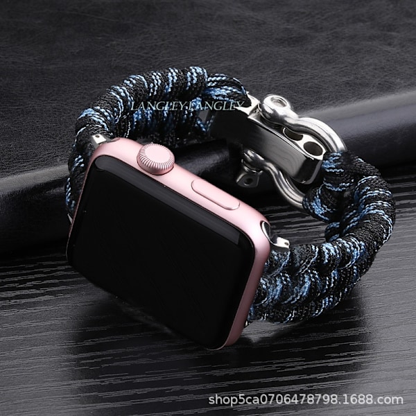 Klockarmband för Apple Watch iWatch 38/40mm Kamouflage Blå med anslutning