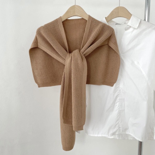 Damestrik efterår vinter sweater lille sjal matchende overtøj med aircondition værelse tørklæde Light coffee