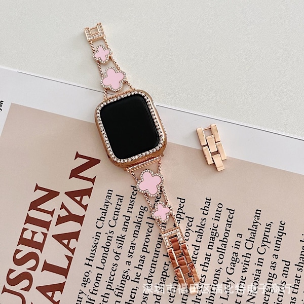 Kellon ranneke Apple Watch iWatch 44mm 4/5/6 sukupolvi/SE Ruusukulta vaaleanpunaisella
