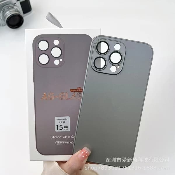 Skal för iPhone 17 Pro Titanium Grå Frostat Glas Linsskydd