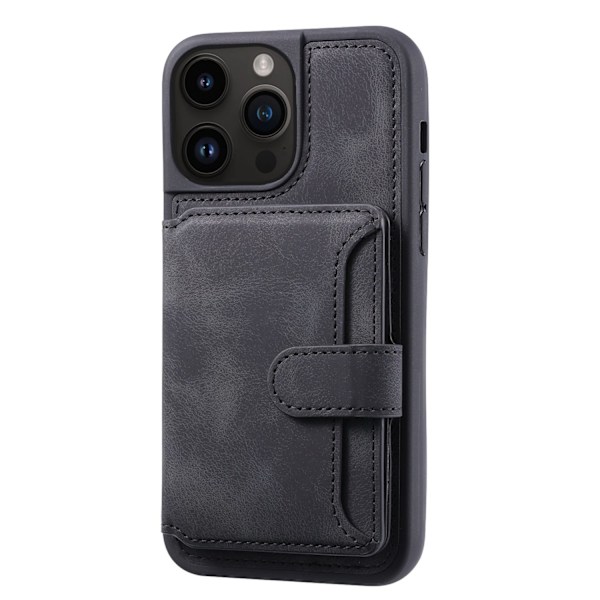 Fodral för iPhone 13 Pro svart kortplats flip skyddande läder redmi