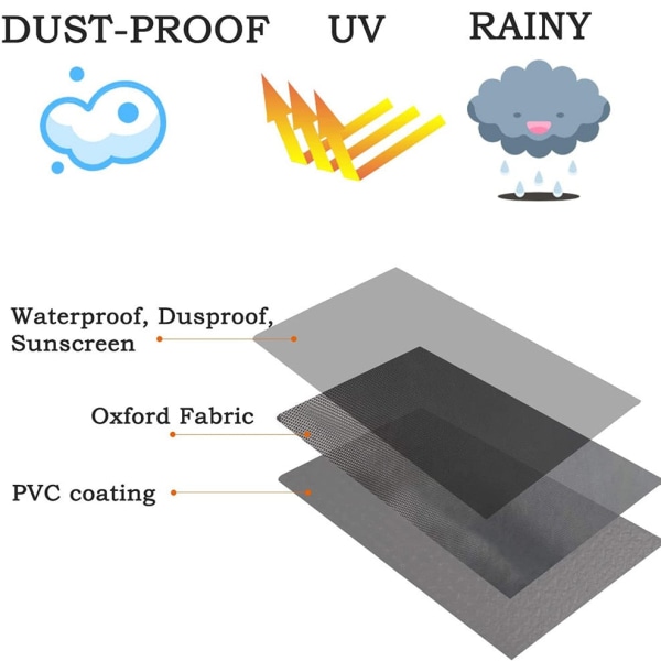 Hopeamusta suorakaiteen muotoinen ulkopuutarhakalusteiden cover cover Vedenpitävä cover sohvatuolipöydälle Black 152X104X71cm