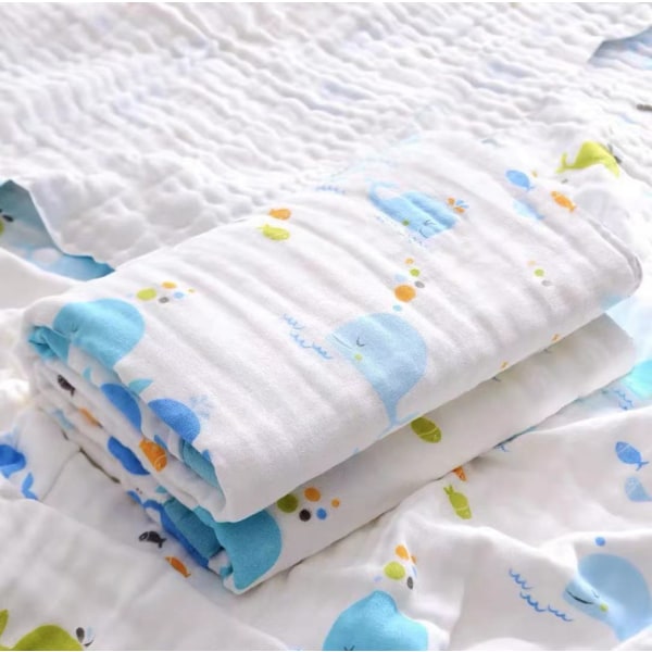 Babys badhandduk Ren bomull fyrlagers gasväv född Baby cover Filt född täcke Whale 70*90cm