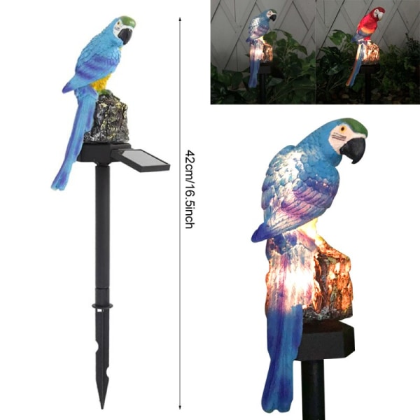 1 stk Nyhed Fugleafviser LED Solar Lys Udendørs Have Solar Lampe Ugle Ornament Dyre Fuglegård Udendørs Solar Lights Lamper blue parrot