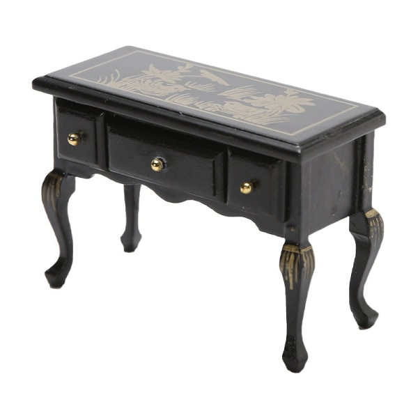 Miniaturemøbler Legetøj Dukkehus gør-det-selv dekorationstilbehør Mini 1:12 skrivebordskommode Gold