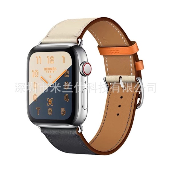 Klockarmband för Apple Watch iWatch 38/40/41/42mm-S10 17 Single Loop Beige med Indigo