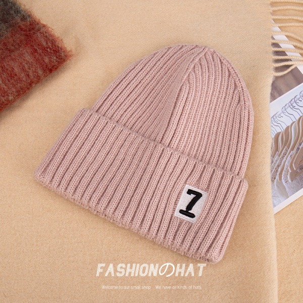 Lämpimät talvineulotut pipohatut syksyn ja talven korealaistyylinen kirjailtu hattu Unisex Pink M
