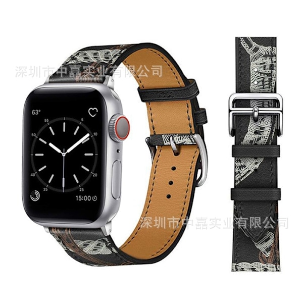 Urrem til Apple Watch iWatch 42/44/45/49mm sort print