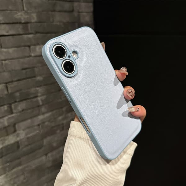 Etui til iPhone 17 Pro Max Peak Blue lær ensfarget enkelhet