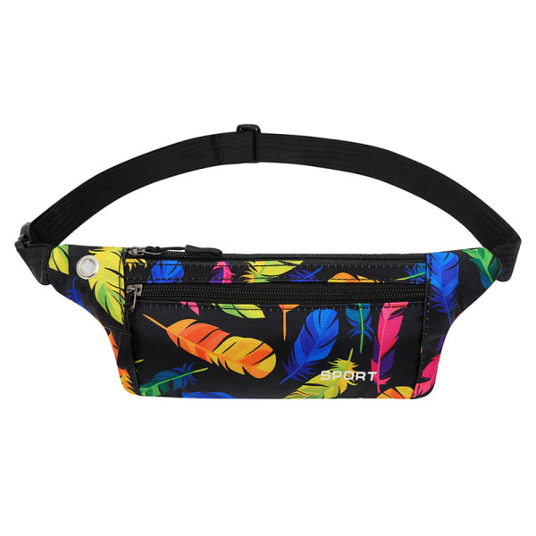 Menn kvinner Fanny Pack Midjeveske Menn Cash s Working Mobile Phone Feather Black