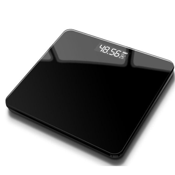 Kroppsviktsvåg Badrum rund hörnplattform Digital Elektronisk Smart Hem Hälsoglas Pure black 26 * 26CM rechargeable