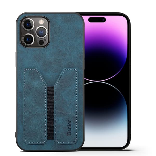 Fodral för iPhone15promax blått kortfack elastiskt fullt multi-kort anti-fall