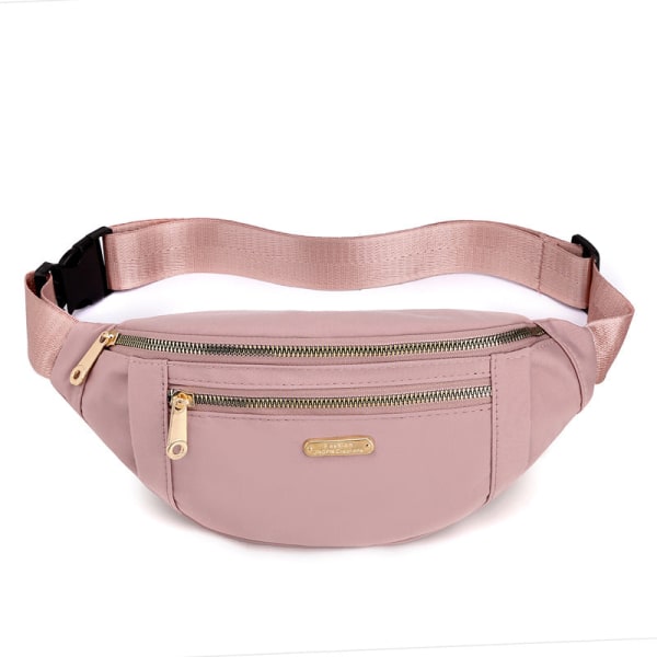 Menn kvinner Fanny Pack Midjeveske Skulder Multi-Layer Change and Phone Pink