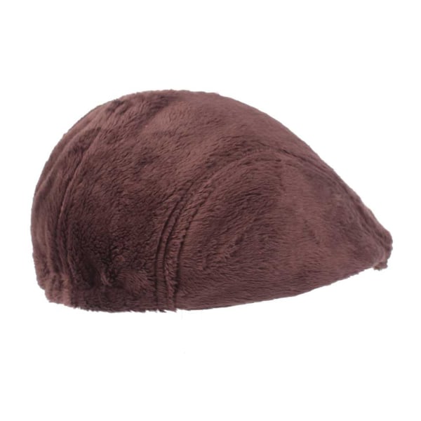 Beret lue vinter lue fleece-foret beret herre og kvinner høst vinter lue lue flanell beret Brown Adjustable