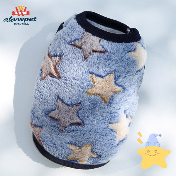 Kjæledyrsklær tegneserie flanell Varmkopp Valp Valpevest Grandma dog Navy Blue Star No. 8 (or XS)