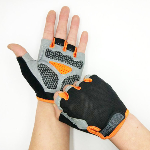 Kvinner Menn Sykkelhansker Sommer Mesh Utendørssport Pustende Sklisikker solbeskyttelse Silicone black Orange S