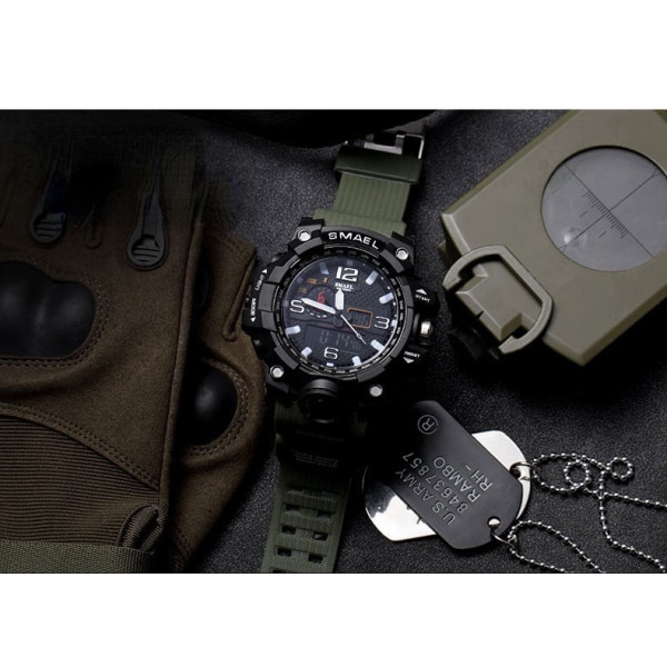 Vedenpitävä monitoiminen watch , kaksinäyttöinen Multicolor Black