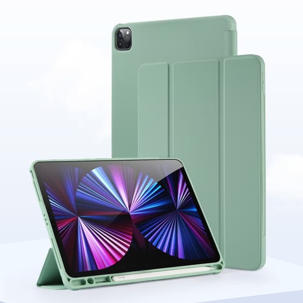 Etui til iPad Pro 2016 9.7\" Matcha Grøn Tri Fold Læderrem Flydende Silikone Blød