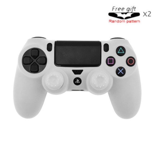 For PS4 håndtakshylse PS4 slankt håndtak kamuflasjedeksel PS4 håndtak Graffiti silikonbeskyttende Solid color-White