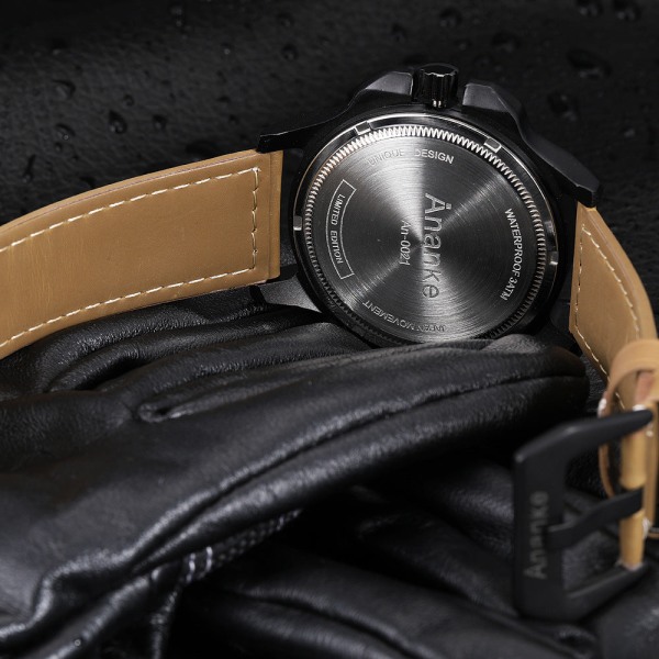 Menn Klokker Europeisk og Amerikansk Motorsykkel Watch Leather Quartz Gift An2102