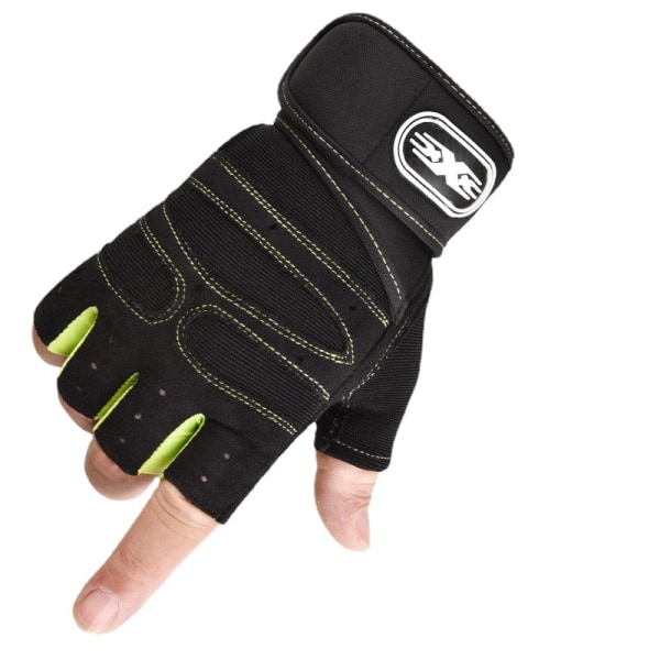 Kvinnor Män Cykelhandskar Halv Halkfri Halv Finger Sport Tyngdlyftning Utomhus light green XL