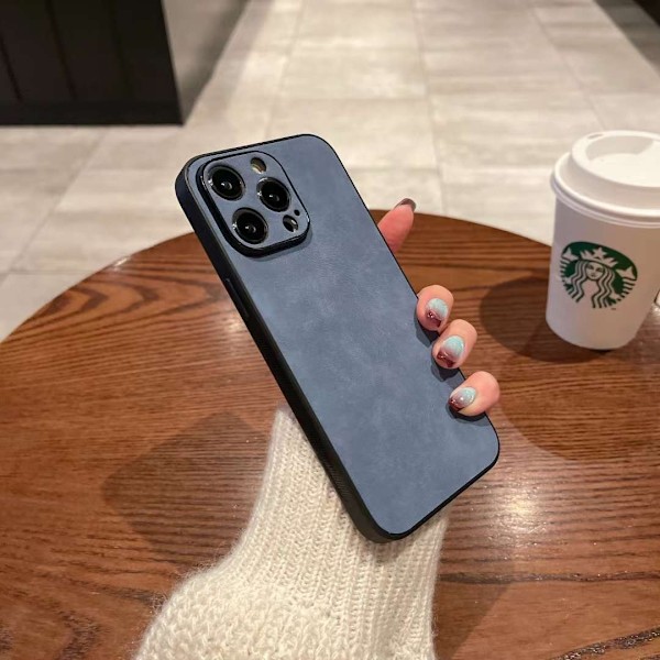 Fodral för iPhone 13promax fint hål full [Yuanfeng Blå] imitation läder och päls smutsavvisande