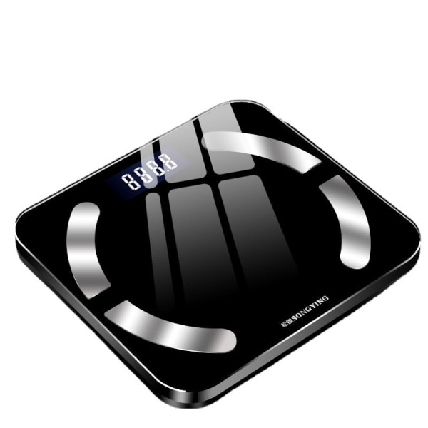 Kroppsvektskala Baderom rund hjørneplattform Digital Lading Smart Elektronisk Home Health Black 290X260MM