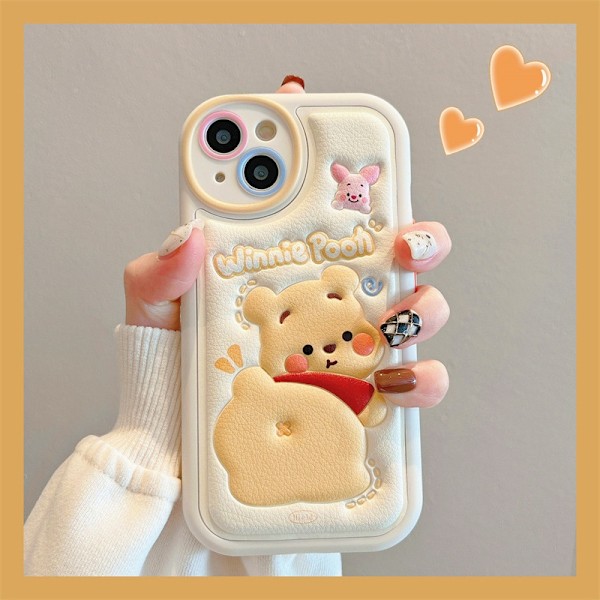 iPhone 13 Pro -kotelo, nahkainen, Winnie the Pooh -karhu, Pachadog, pehmeä kohokuviointi