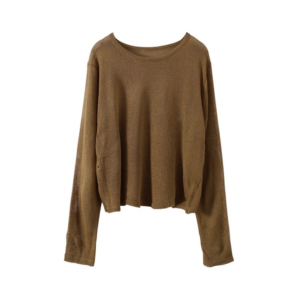 Kvinder Strik Efterår Vinter Sweater Uregelmæssig Micro Transparent Loose Shoulder Sleeve Bluse Coffee 52*104*66cm