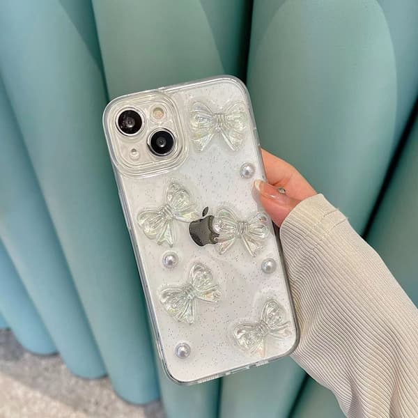 Deksel til iPhone 17 Pro Glitter Sløyfe Perle All-inclusive