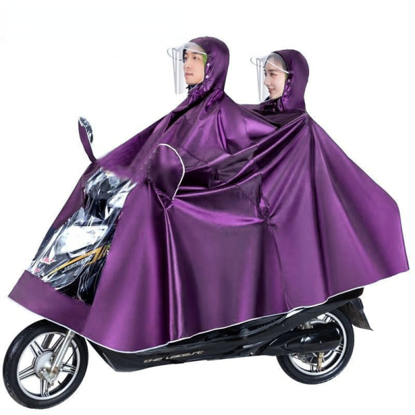 Regnfrakke Regndragt Elbil Full Body Regntæt plus-størrelse tyk vandtæt Ridning Double Mirror cover purple 12XL