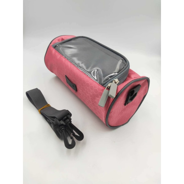 Cykel Mountain Bike Bag Outdoor Riding Pekskärmsväska Cylindrisk Pink 25*12.5*12.5cm