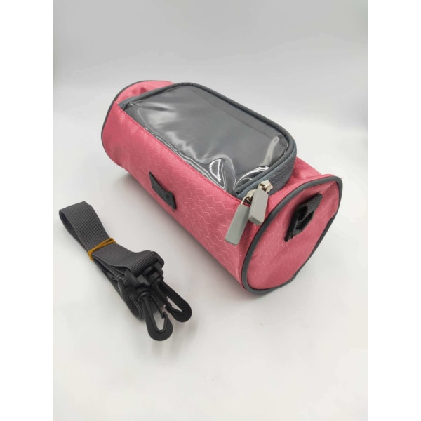 Polkupyörän maastopyörälaukku ulkokäyttöön kosketusnäytöllinen laukku, lieriömäinen Pink 25*12.5*12.5cm