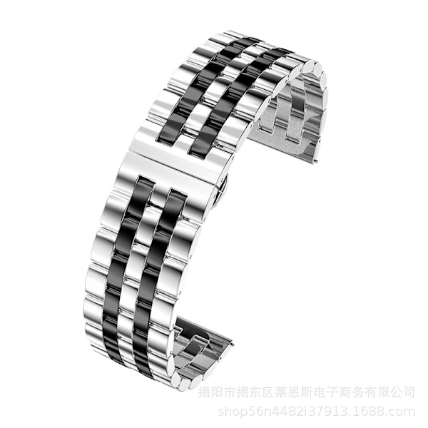 Urrem til Apple Watch iWatch til 42-44-45-49mm HW-Sølv Sort MD Smart Fem Perler