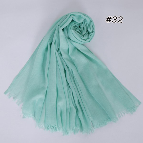 Kvinder Tørklæde Sjal 2022 Bomuld Linned Ensfarvet Tr Bomuld Koreansk Stil 32# mint green 190cm