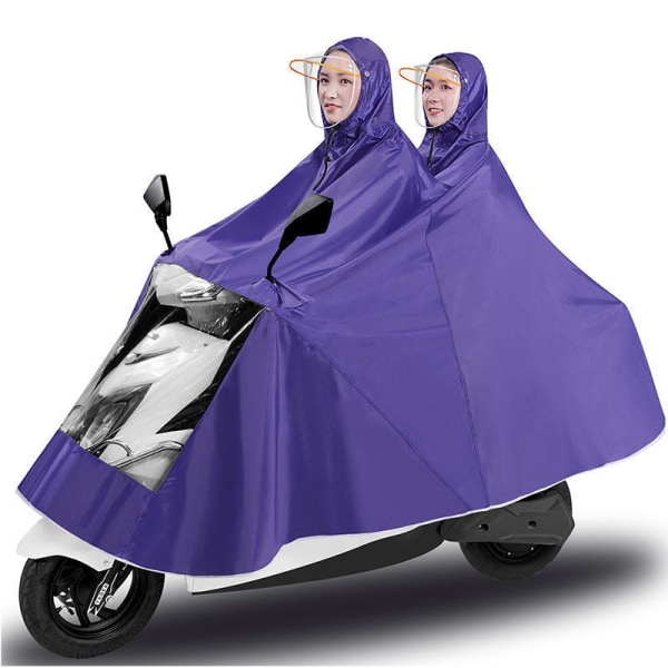 Raincoat Rain suit Motorcycle Electric Car Long Double Brim Foot Covering Thickened Double brim red 8XL (medium and large models)