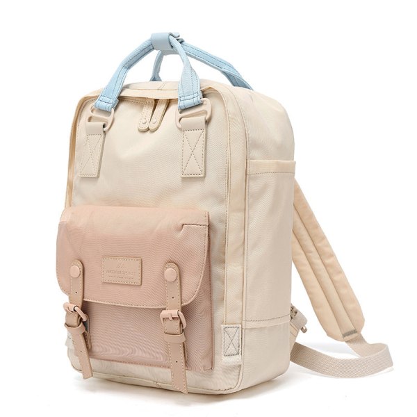 Kouluopiskelijareppu College Bookbag Matkalaukku Donitsi casual yksivärinen polyesteri Ivory with light gray