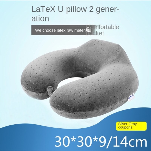Pehmeä mukava matkatyyny Latex U-muotoinen tyyny Travel Nap kaulatyynyn selkätyyny Navy blue 30*30*9cm