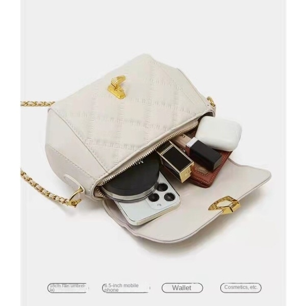 Dame Handbag Small Golden Balls Chain Bag Crossbody Rhombus Premium skulderveske White