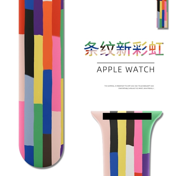 Klockarmband för Apple Watch iWatch 38/40/41/42mm Standard/S 1 Rand Regnbåge