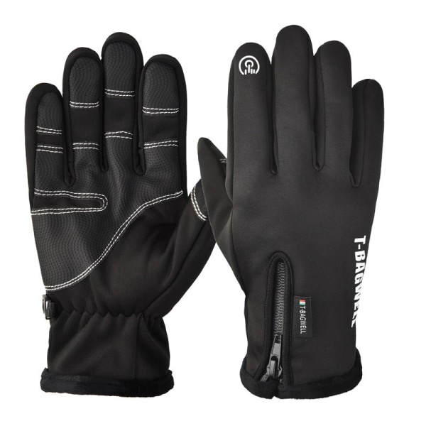 Kvinnor Män Cykelhandskar Full Finger Touch Screen Utomhus Zipper Sport Varm bergsbestigning B style Rose Red L