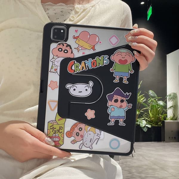 Etui til iPad mini 4 7.9\" sort DIY sticker pyjamas lille roterende læder