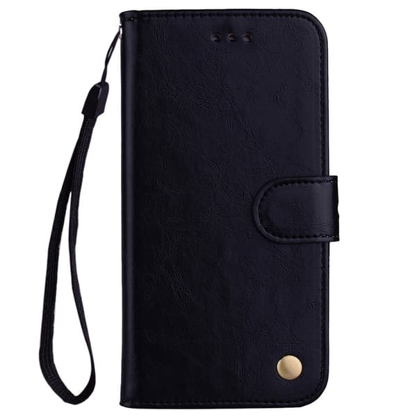Etui til iPhone 14Pro Dyp Sort Vokset Lær Etui Retro Stil Vokset