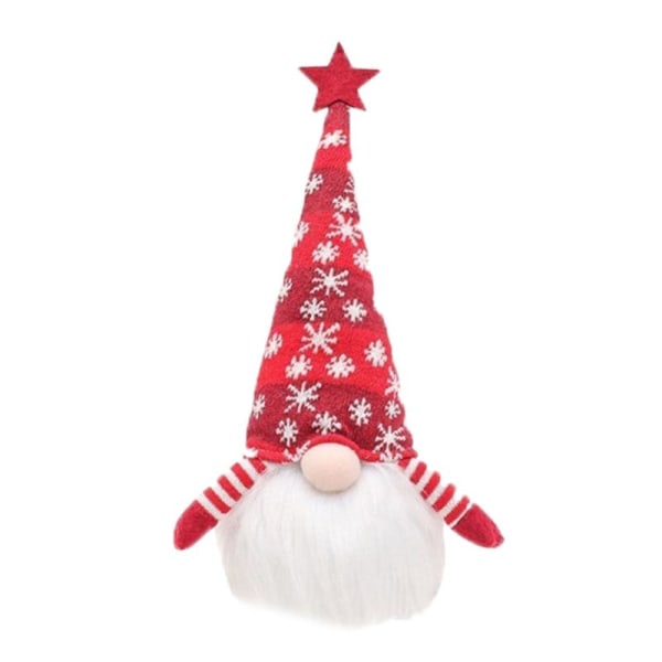 Santa Gnome juledekoration med stjernehat Rudolph tegneserie plysdukke glødende Red Medium-short leg