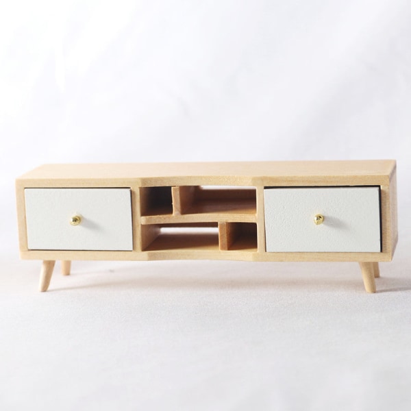 Miniature Møbler Legetøj Dukker Hus DIY Dekoration Tilbehør Mini Dobbelt Blade Træskab TV cabinet
