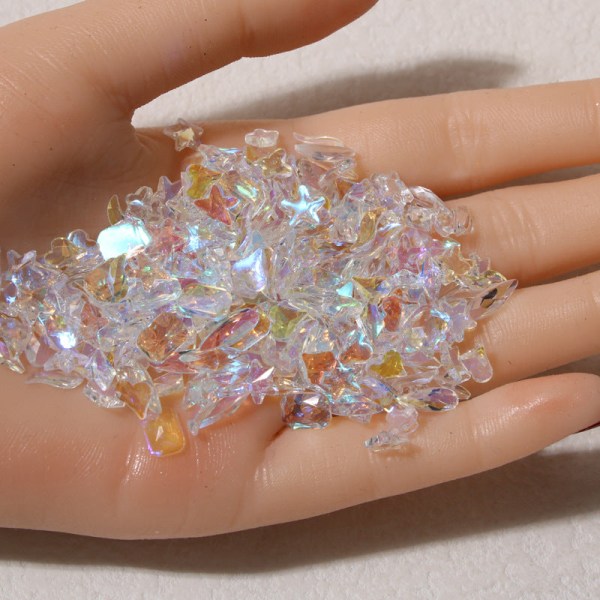 Negledekorasjoner for Nail Art Fairy Transparent Crystal Flat Shaped Aurora Rhinestone Aurora blue 50 pcs/bag