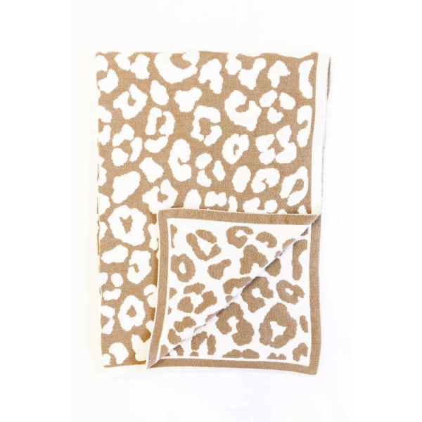 Hjemmeteppe Sofateppe Strikkedeppe Flanellteppe Nappepledd Leopardtrykkteppe Big leopard-black and gray 127*152cm